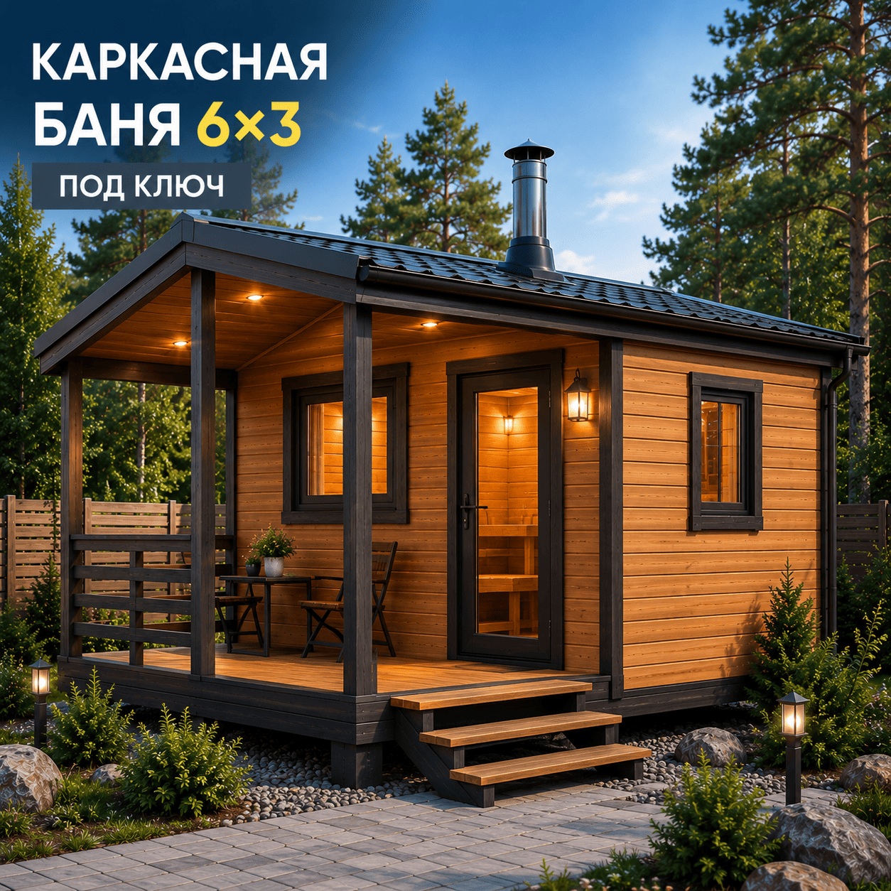 Каркасная баня 6 на 3 под ключ в Ульяновске